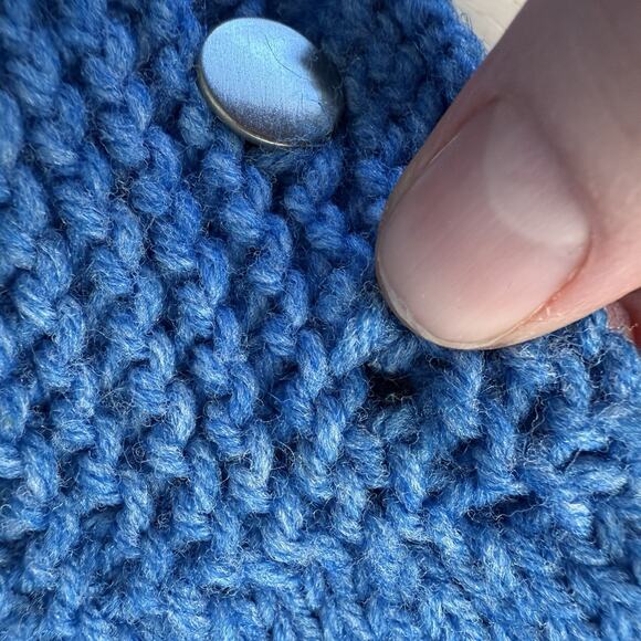 Vintage 80s Blue Knit Button Front Cardigan Sweater Size M Cottage Academia - Picture 9 of 10